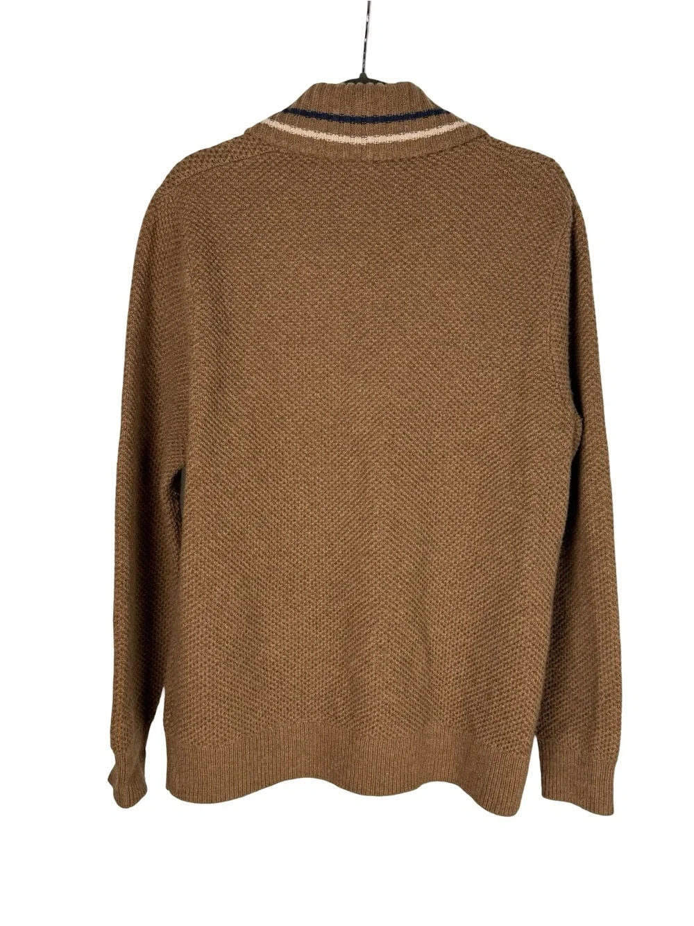 J. Crew Textured Men’s Rugged Merino Wool Shawl Cardigan Sweater Tan L